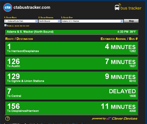 Bus Tracker tells you where your vehicle is right now and when it will arrive at your stop. . Ctabustracker com